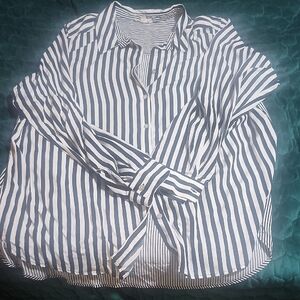 Jane and Delancey Classic Black and White Striped Button Down
